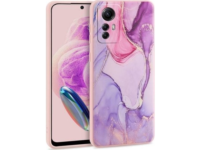 Tech-Protect Redmi Note 12s Marble takakuori, vaaleanpunainen