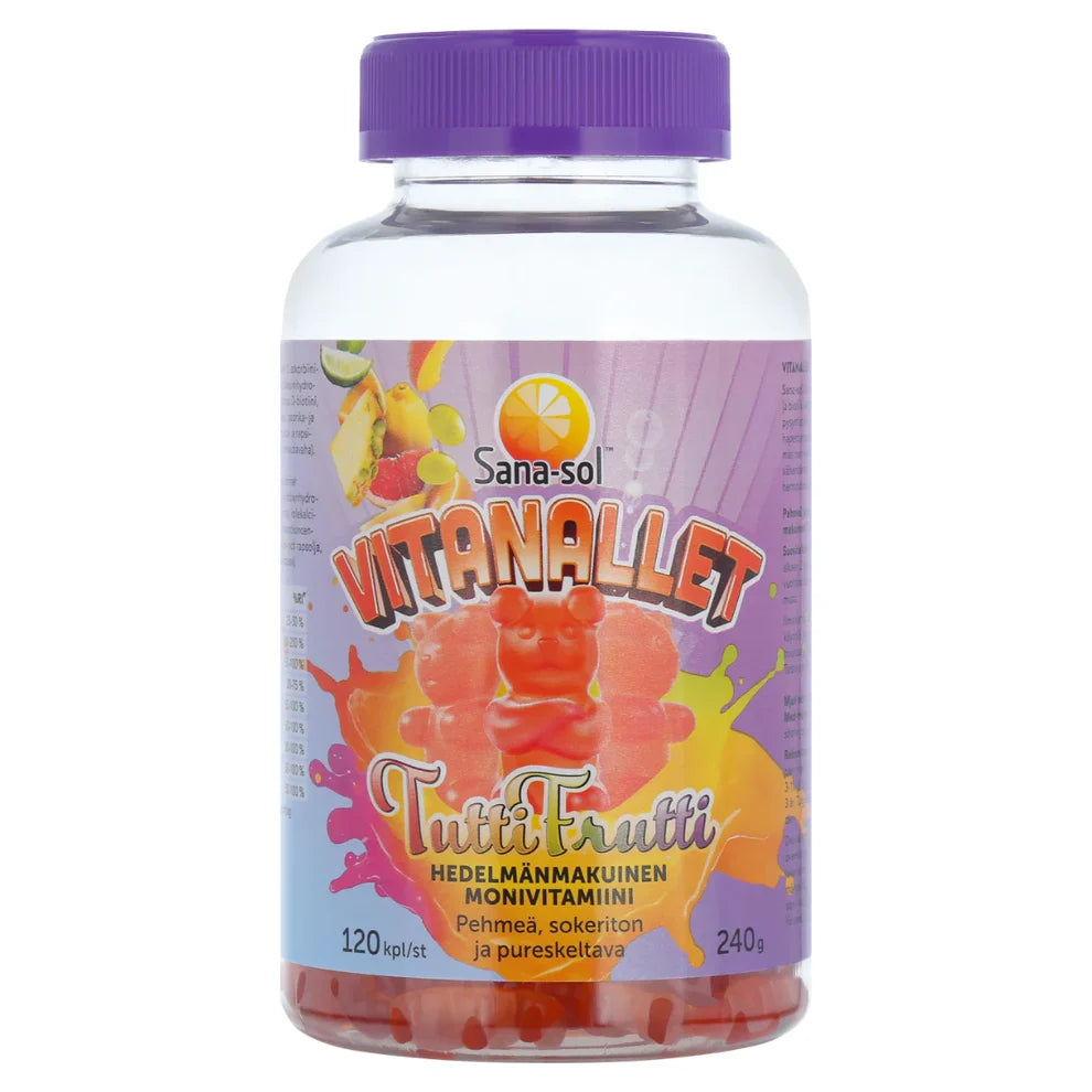 Sana-sol Vitanallet Tuttifrutti monivitamiini 120 kpl