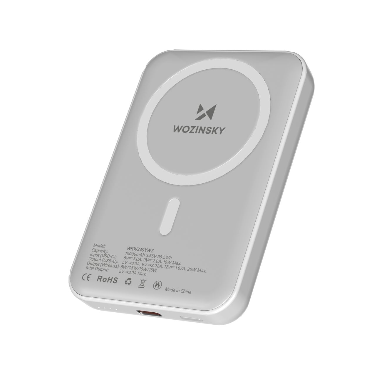Magneettinen Varavirtalähde 10000 mAh - Valkoinen